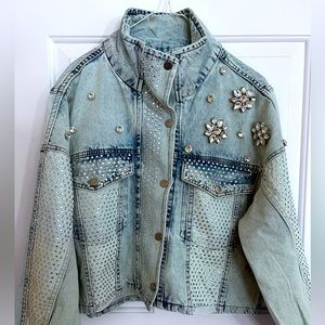 Blue Studded Denim Jacket